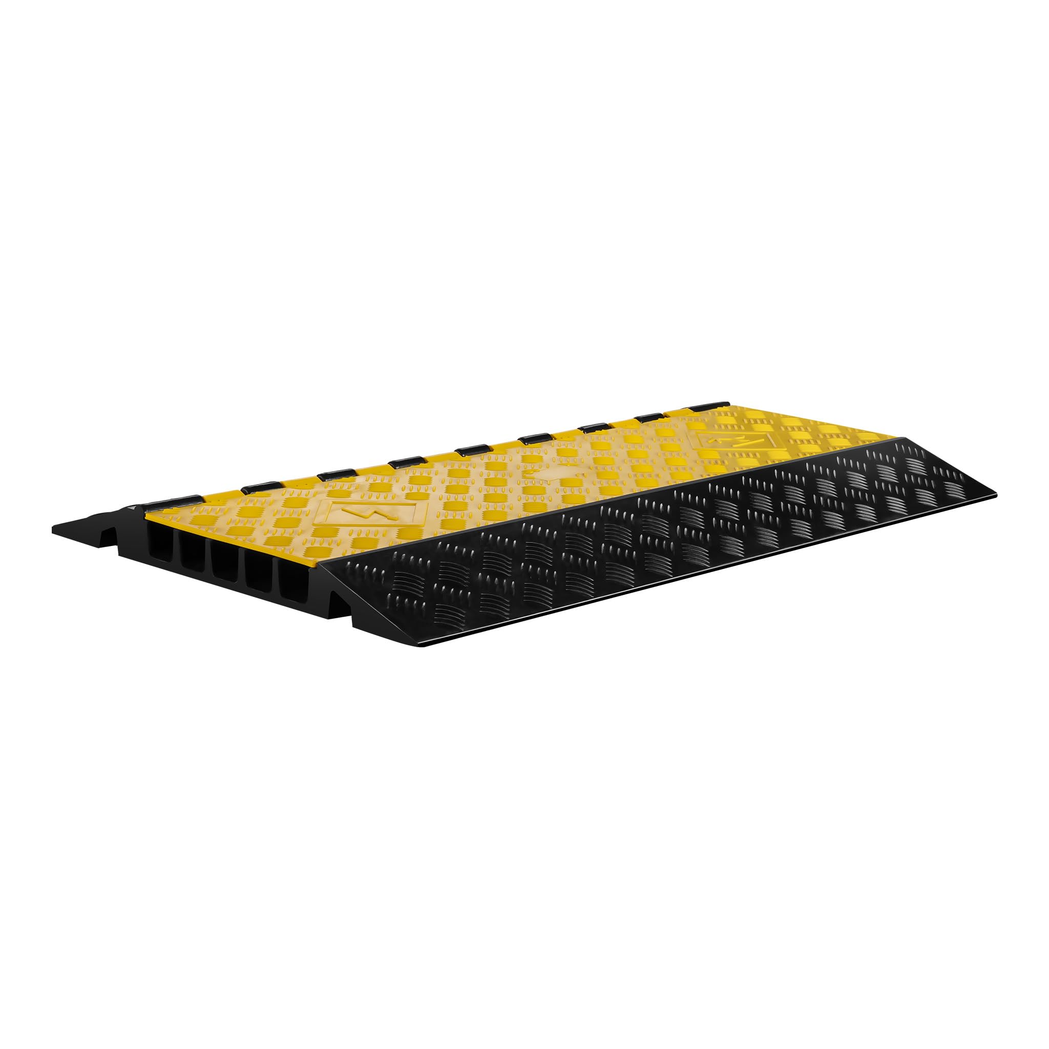 Wiltec Rampa Protectora para Cables y mangueras 95 x 54 x 5,​5 cm de Caucho 5 Canales con Tapa, Base Antideslizante soporta hasta 30 t, Ideal para tráfico Pesado y Zonas de Obra Puente de Cables