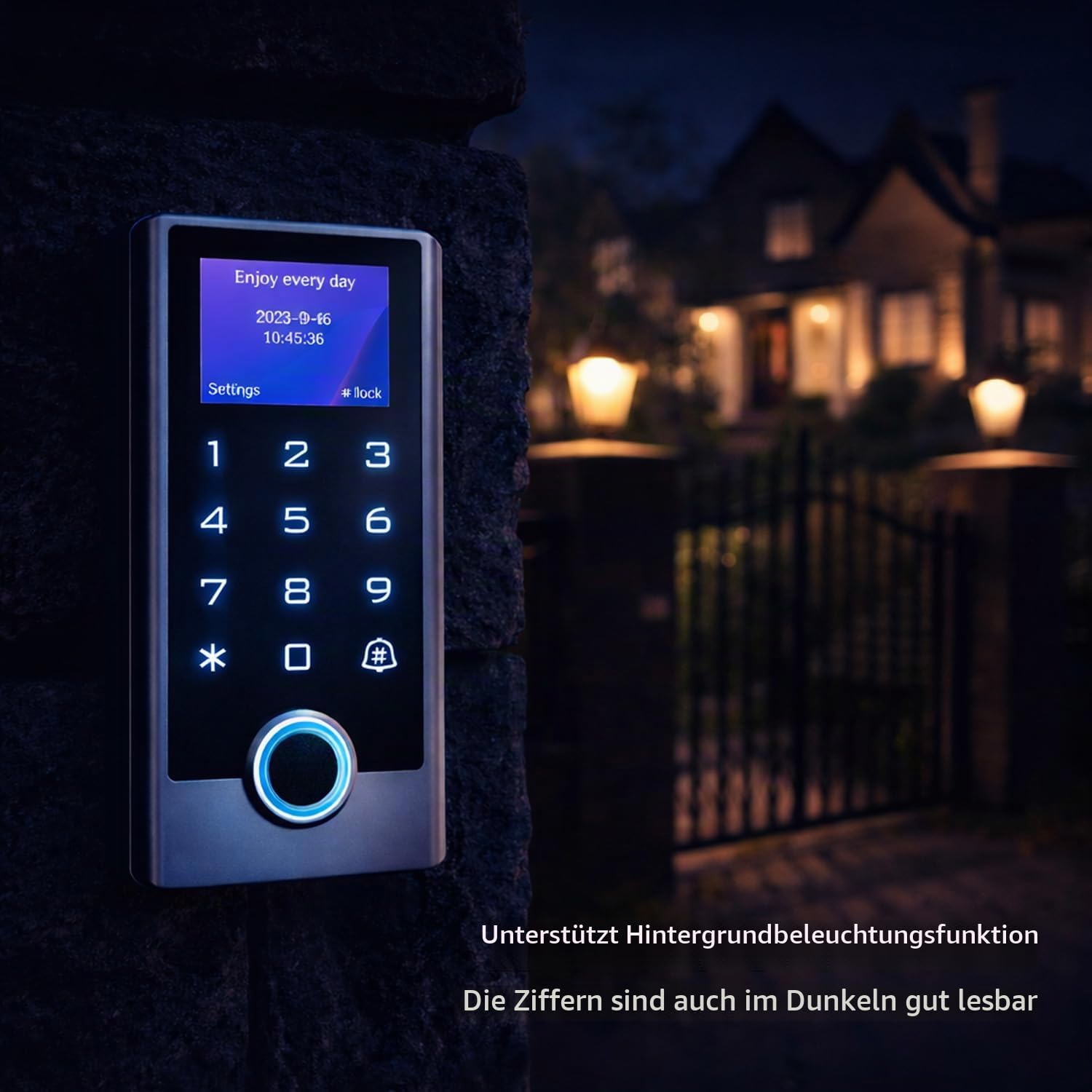 Tuya WLAN Fingerprint Türöffner mit Code & RFID – IP68 Codeschloss Haustür aus Metall mit LCD Display, Zutrittskontrolle per App, Fingerabdruck, Karte & PIN, 125kHz Schloss, WG26/34, DC12V, inkl.10tag