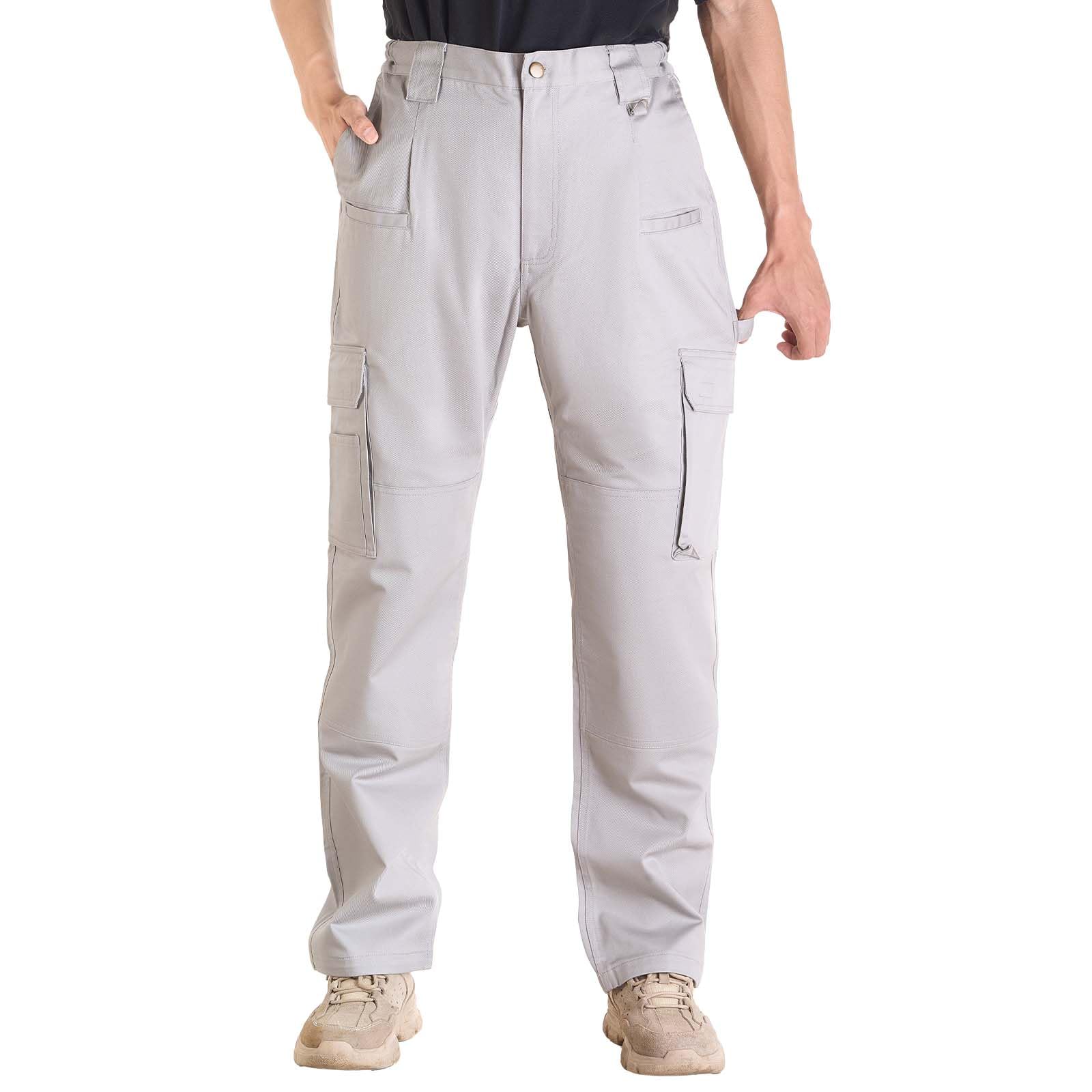 VEVOR Pantalon Ignifuge Homme, Taille XXL, Pantalon Cargo Homme en Coton, Résistant aux Flammes et Déchirures, avec Multi-​Poches, Taille Élastique, pour Soudage, Soudeurs, Sorties Décontractées, Gris