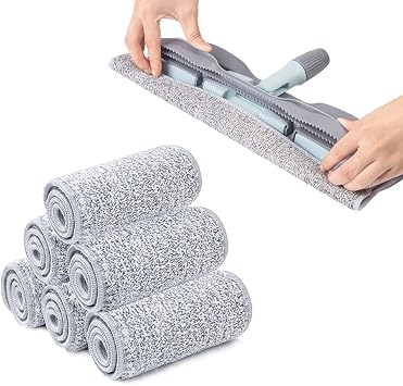 6 Pack Microfiber Mop Head 15 Inch Heavy Duty Reusable Floor Mop Refill Pads for Hardwood FloorsMachine Washable Dry Wet Cleaning
