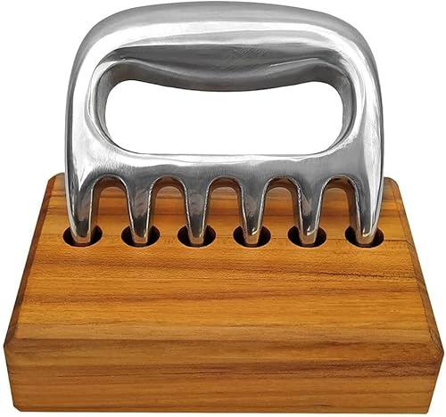 Kit Churrasco Garra Garfo Tridente Mini Base Madeira (Tridente + 12 Mini + Base)