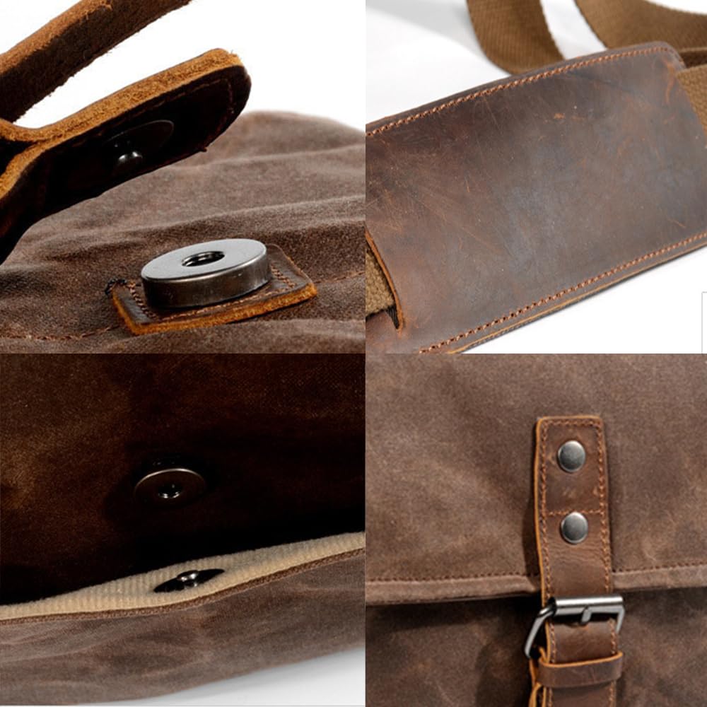 Borsa per fotocamera in tela cerata per donne e uomini, con design impermeabile, custodia a tracolla compatta per fotocamere DSLR/SLR/Mirrorless (grigio)