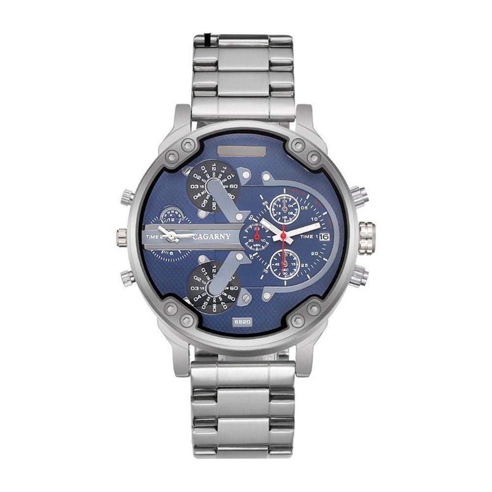 ZHANGZZ Luxury Watch CAGARNY Watch, Big Dial Men's Watch Double Time Zone Quartz Watch Watch