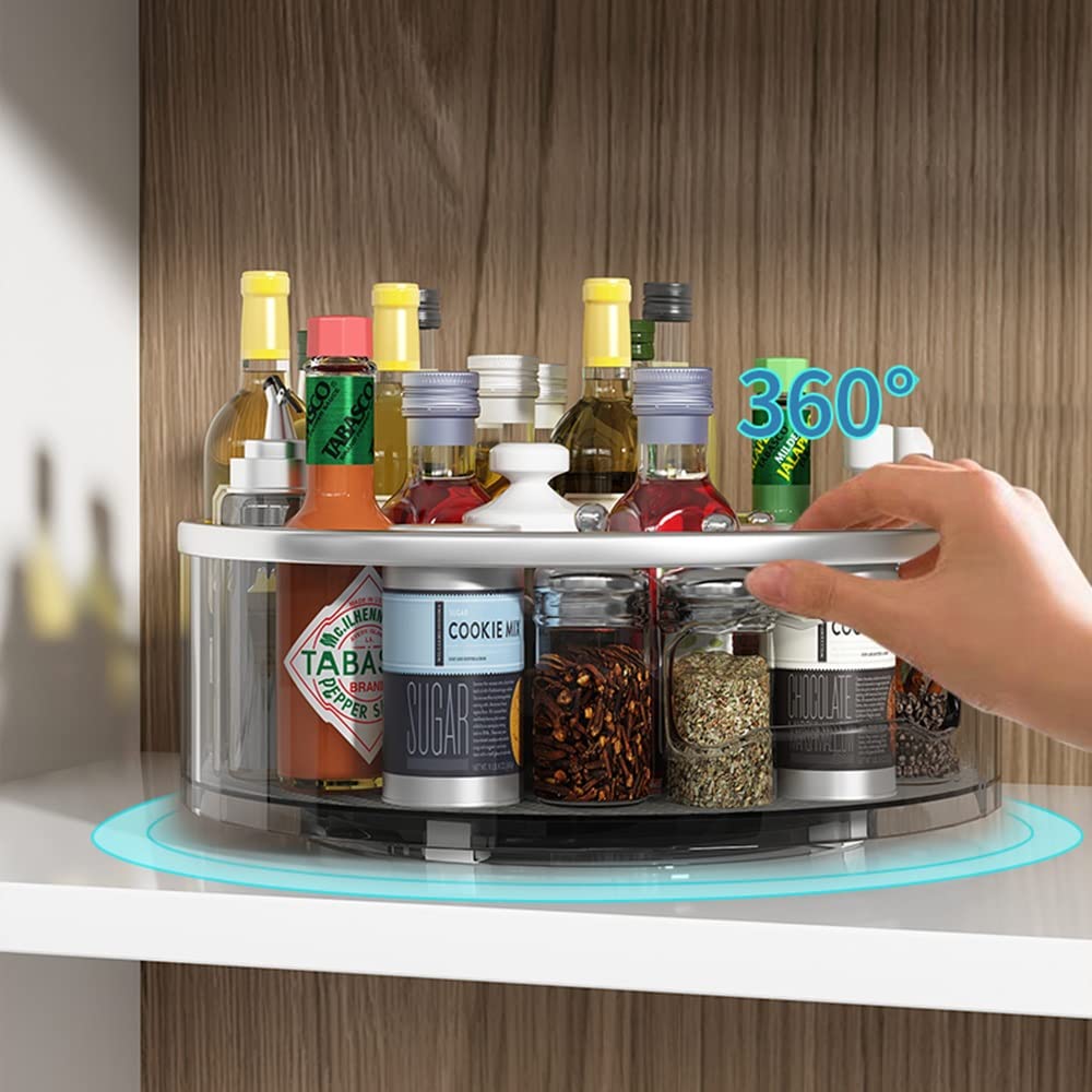 Organizador Giratorio Transparente Plataforma giratoria Lazy Susan de 12 Pulgadas Estante para Especias Bandeja de Almacenamiento giratoria de Gran Capacidad para latas y Especias Organizad