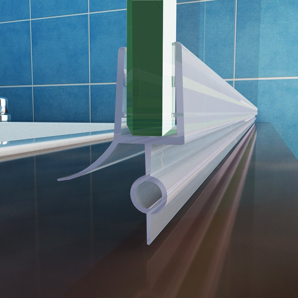 MIQU Mampara de Ducha para Bañera, 120 x 140 cm, 3 Piezas, Plegable, Mampara Ducha de Cristal con Patrón de Rayas Blancas y Vidrio 5 mm, Accesorio para Bañera de Cristal Templado