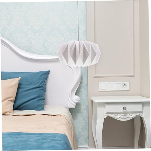 Miniatura 2 de Pantalla de linterna de origami blanca, pantalla blanca para decoración del hogar, pantallas para lámparas de pie, pantalla de lámpara de ratán,