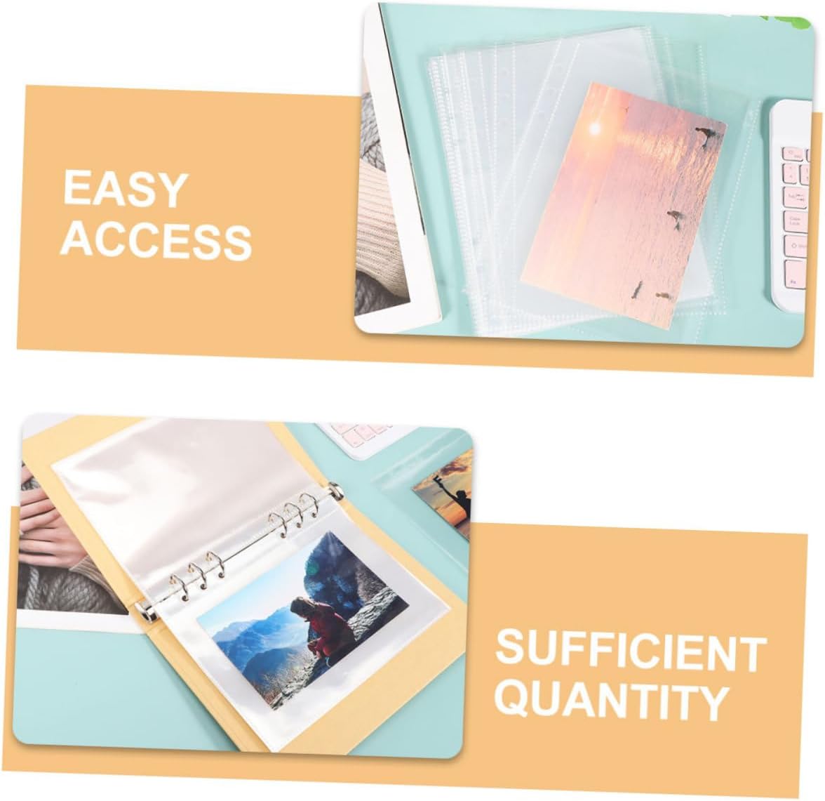 Veemoon 30pcs Reusable Photocard Sleeves Clear Binder Card Sleeves for Photo Albums Storage Pages for Easy Organization and of Postcards and Collectibles