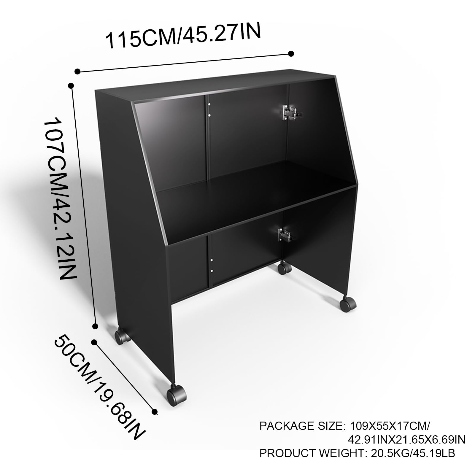 Tavolino portatile pieghevole nero 111 cm per eventi feste banchi baristi