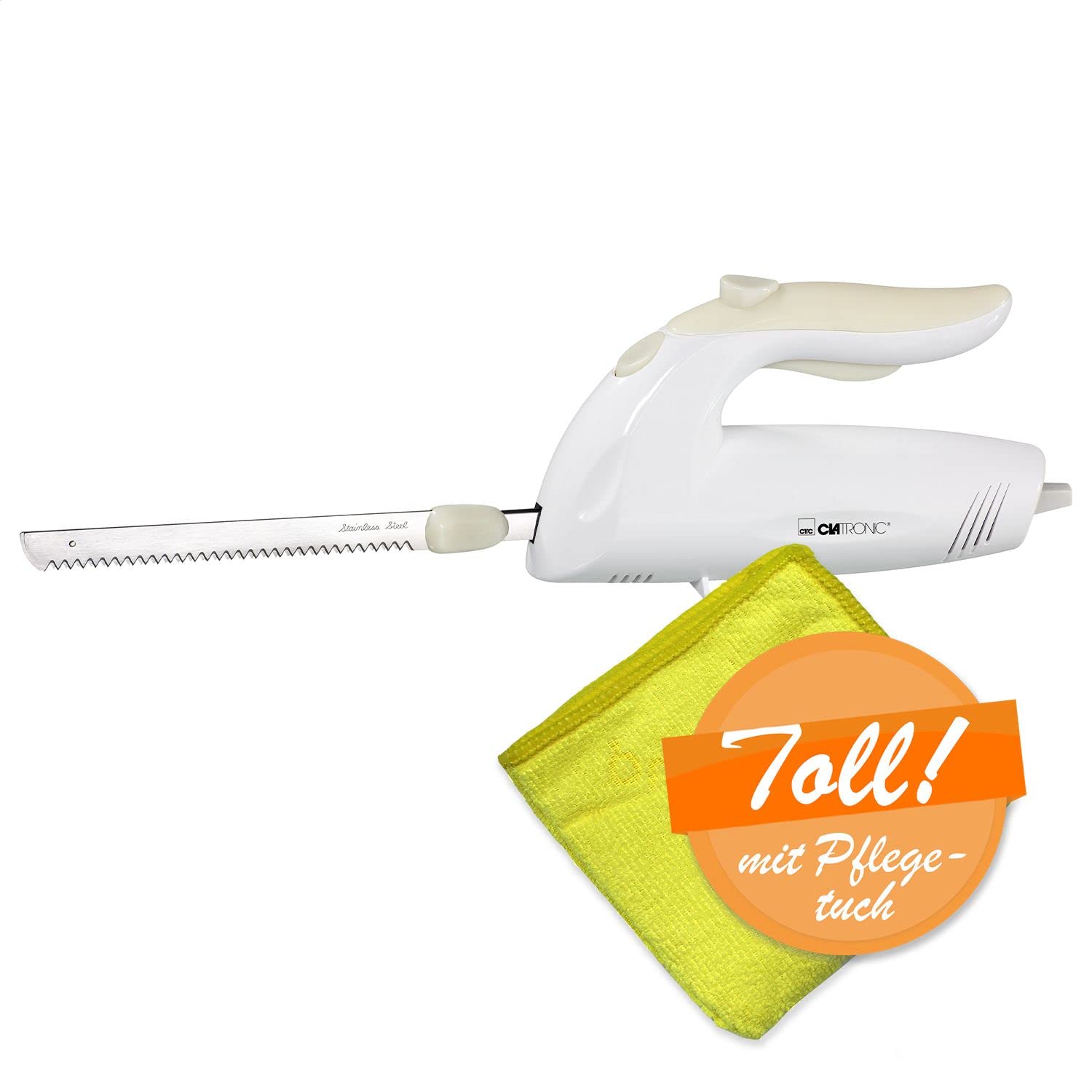 Elektrisches Messer 150 Watt - elektrisches Messer für Fleisch spülmaschinenfest - Doppelklingen Messer elektrisch - elektronisches Messer Profi mit Pflegetuch - Edelstahl Elektromesser