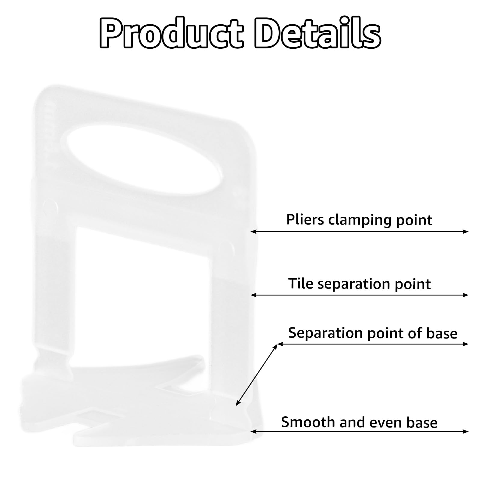 AKOLAFE 500 pezzi sistema di livellamento per piastrelle, 1,5 mm, in PVC, plastica, 36 mm, larghezza delle fughe, altezza delle piastrelle, 38 mm, strumento per la posa delle pietre
