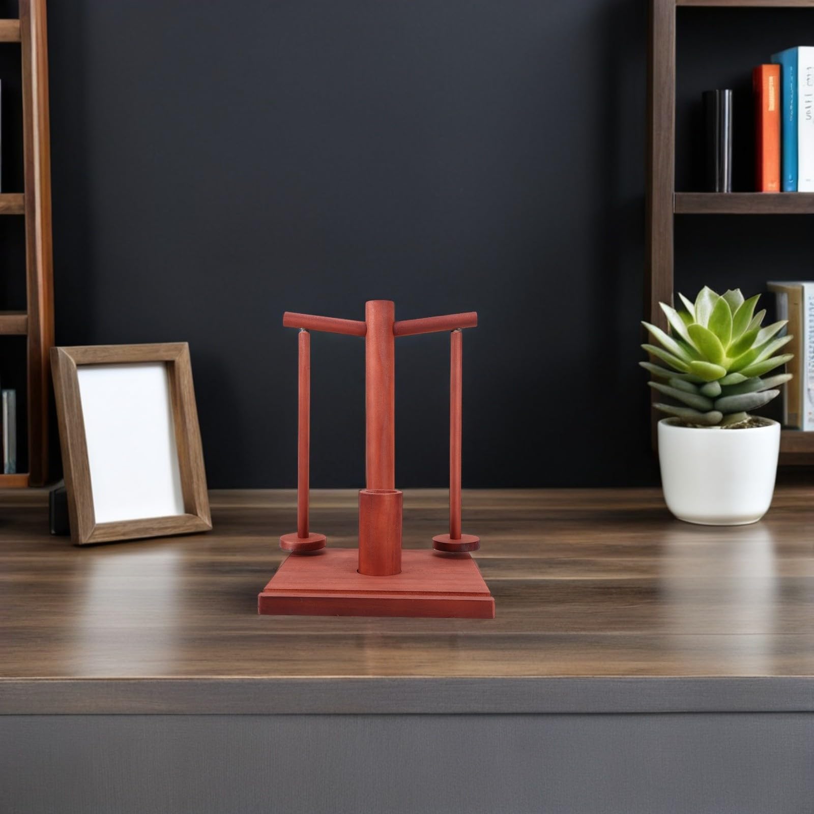 Multifunktionaler Rotierender Garnhalter aus Holz mit Spindeln Knotenschutz und Aufbewahrung Idealer DIY spulenständer für Strick Häkelzubehör Eleganter Holzständer für