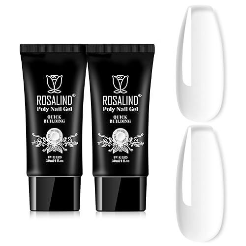 ROSALIND Gel de extensión transparente, 2 piezas de 1 onza/1.0 fl oz kit de gel de uñas transparente constructor transparente, tubo de polietileno