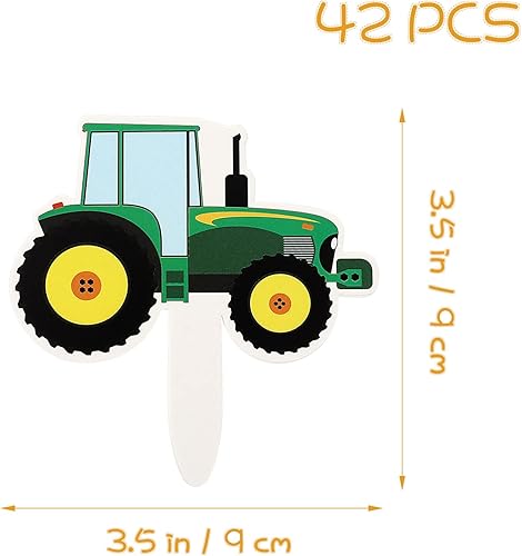 Miniatura 7 de BESTOYARD Juego de 42 adornos para cupcakes temáticos de construcción, decoración de tartas de excavadora para fiestas temáticas de construcción,