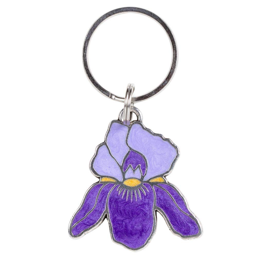 Purple Iris Keychain- Handcrafted Pewter Keychains For Women 2” Tall – Made In USA