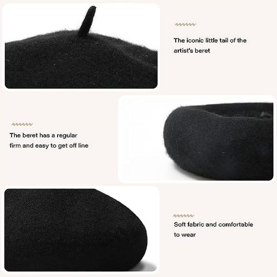 Classic French Painter Beret for Girls Kids - Wool French Style Beanie Hat Solid Color Winter-Warm Cap (for 3 to 6 Years)