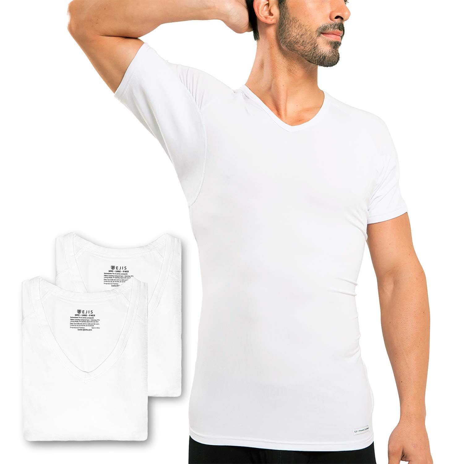 3 pk Sweat Defense Undershirt | V Neck | Underarm Sweat Proof Micro Modal