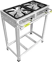 Fogão Industrial 2 Bocas, Alta Pressão, Inox, Queimadores Caulim 125mm