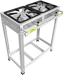 Fogão Industrial 2 Bocas, Alta Pressão, Inox, Queimadores Caulim 125mm