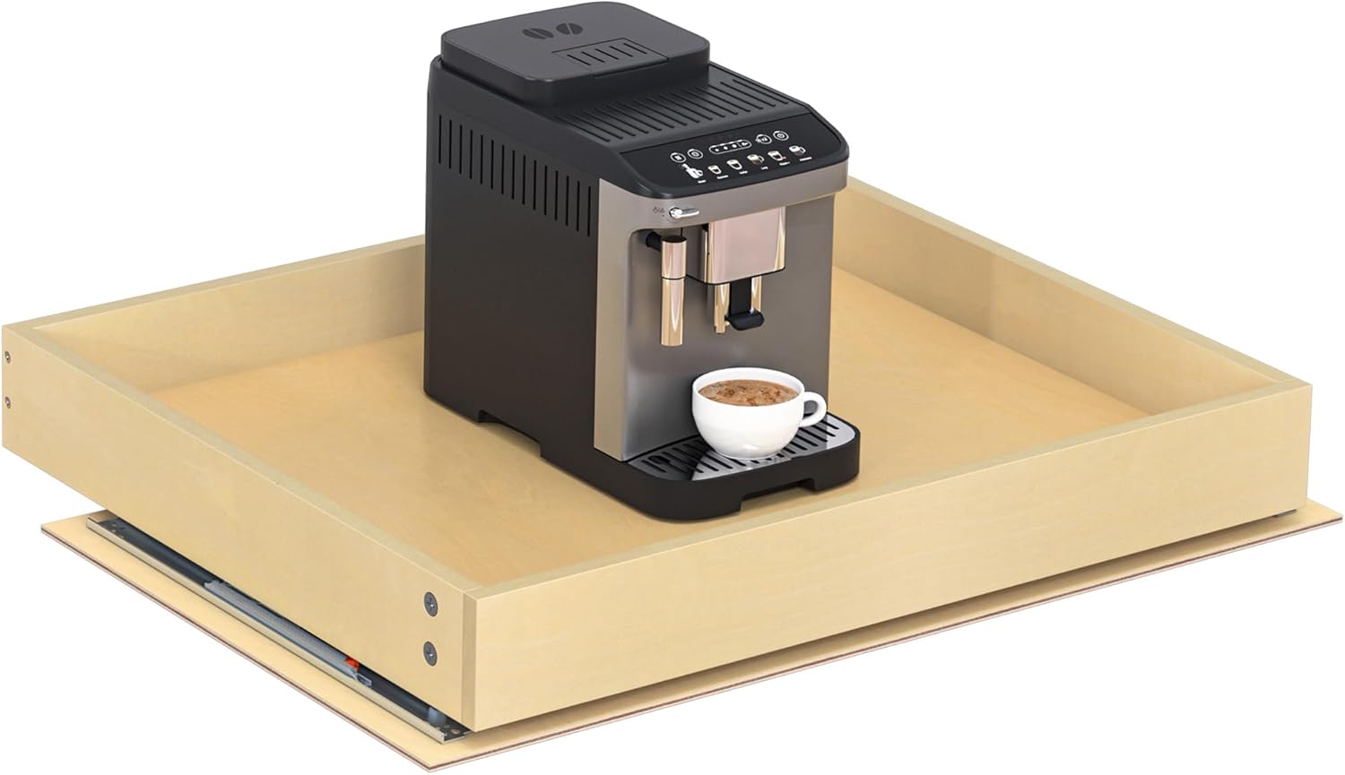 WelFurGeer Soft Close Pull Out Cabinet Organizer, 26" W x 22" D Pull Out Drawer for Cabinet, Bottom Mount Pull Out Drawers for Kitchen Cabinets, Smooth Slide-Out Shelves for Home Kitchen Organization 26''W x22''D Natural Wood 3'' H