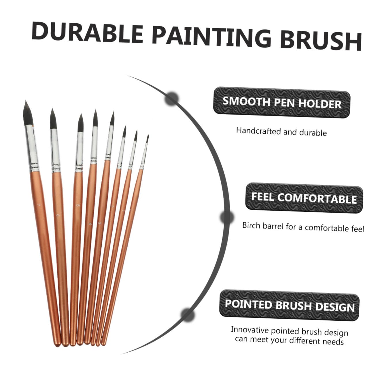 Cabilock 8 Piezas Pinceles Profesionales para Pintura Artística Mezcla de Pelo Animal Resistente Adecuados para Acuarela Óleo y Acrílico Portátiles y Fáciles de Limpiar para Escuela y Uso