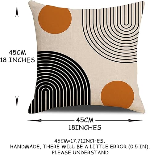 Miniatura 9 de IcosaMro Juego de 4 fundas de almohada bohemias de 18 x 18 pulgadas, decoración moderna de arco de mediados de siglo, funda de almohada de lino y