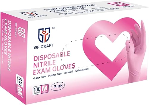 Miniatura 3 de GP CRAFT Guantes de nitrilo rosa de 3.5 mil, desechables, sin polvo, sin látex (1000 unidades) para belleza y spa (estuche, paquete de 10)
