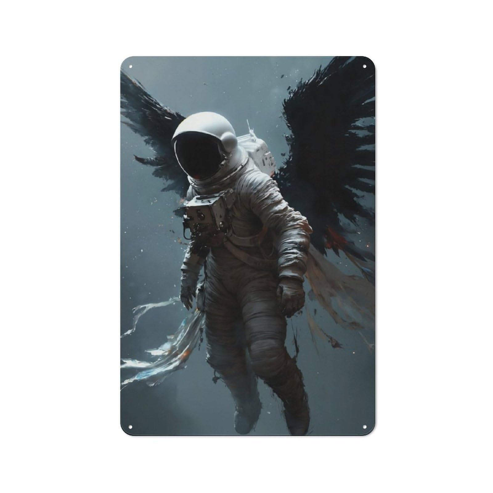 Junmoney The Astral Ascension Tin Wall Plaque 30X20cm With For Garage Wall, With Clear Vintage Wall Decor Character