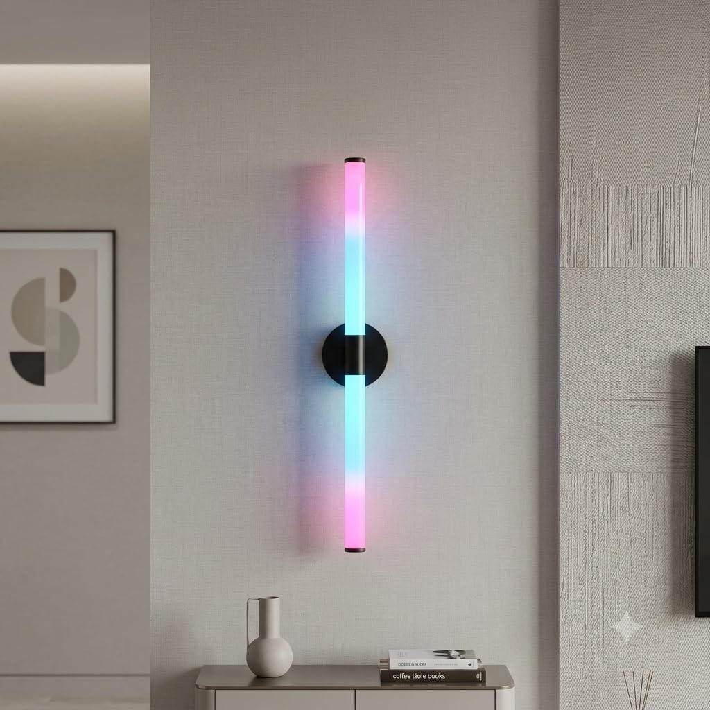 Glow Bar Single RGB LED Wall Light | 16 Million Colors | Modern Vertical Wall Lamp | Indoor Decorative Lighting for Living Room, Bedroom, Gaming Room & Home Décor-picture-29