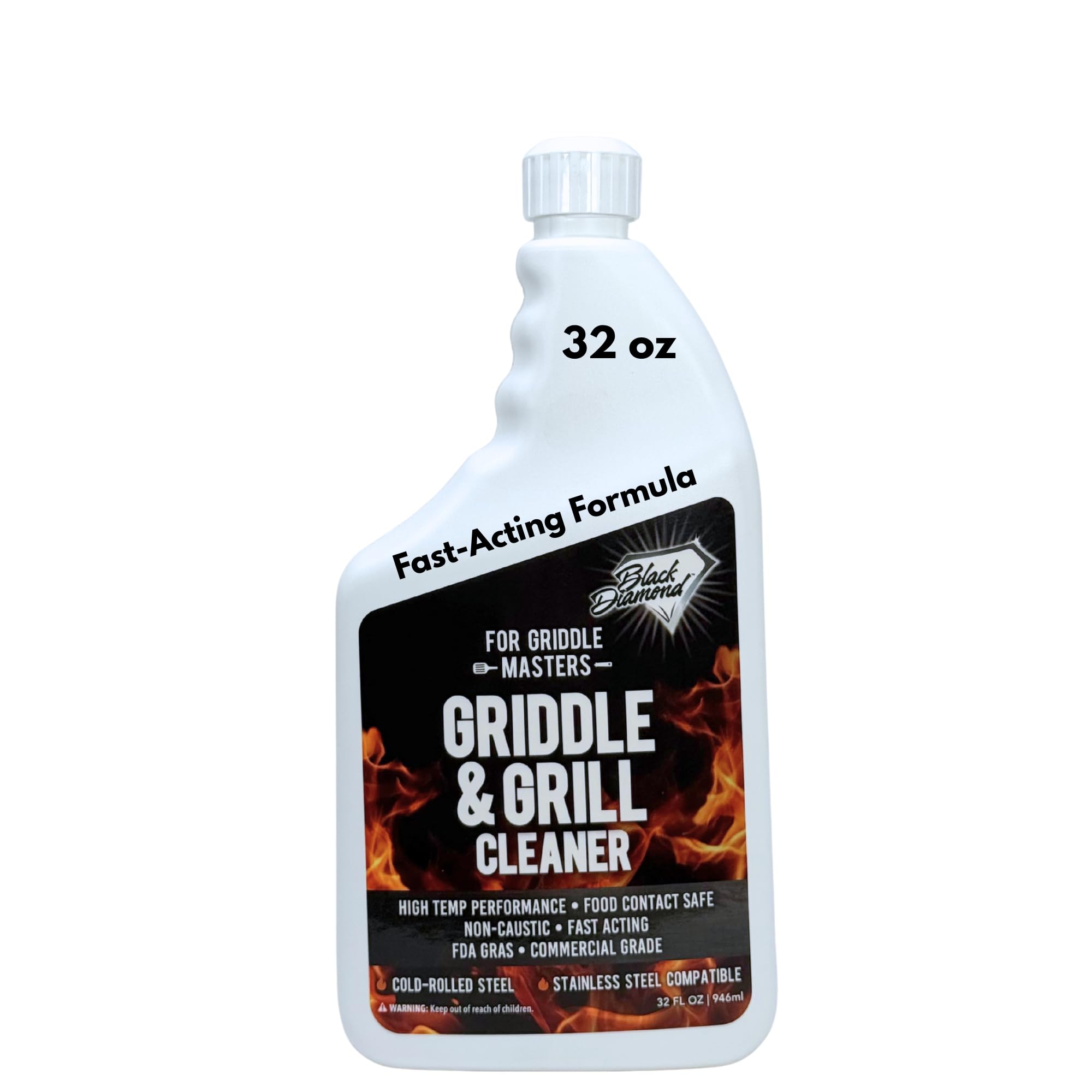 Black Diamond Stoneworks Griddle & Grill Cleaner – Flat Top Griddle Cleaner, Non-Caustic, Food-Contact Safe, Unscented, Residue-Free, Stainless &