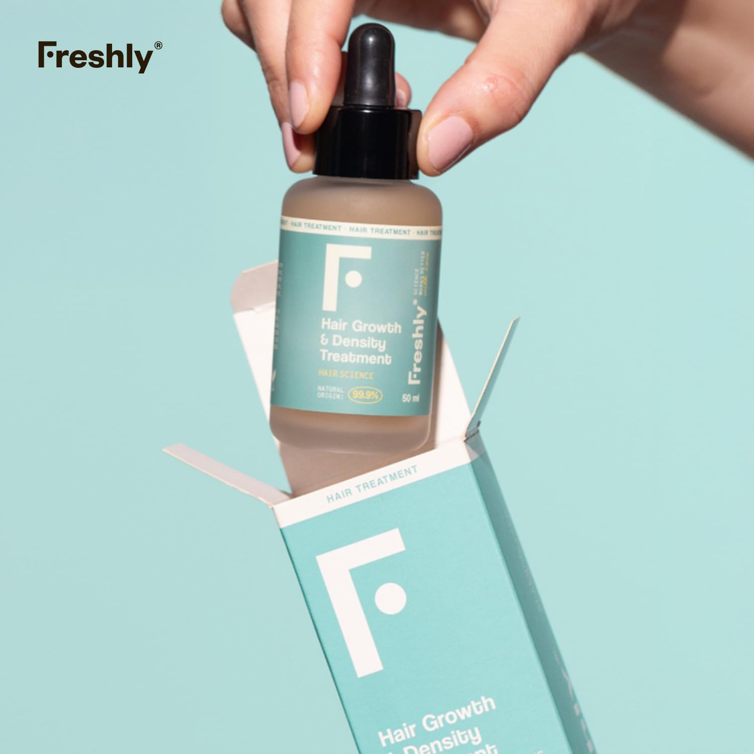Freshly - Tratamiento Serum Capilar Anticaída del Pelo Hair Growth & Density Treatment - Fórmula 99,9% Natural - Para el Crecimiento y Densidad del Cabello - Pelo Fuerte y Saludable - 50 ml