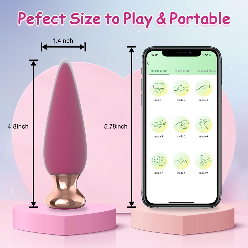 Vibrador De Tapón Anal Controlado por Aplicación, 9 Modos De Vibración Clásicos, Masajeador De Estimulación De Próstata del Punto G, Adecuado para Juguetes Sexuales para Adultos Y Parejas