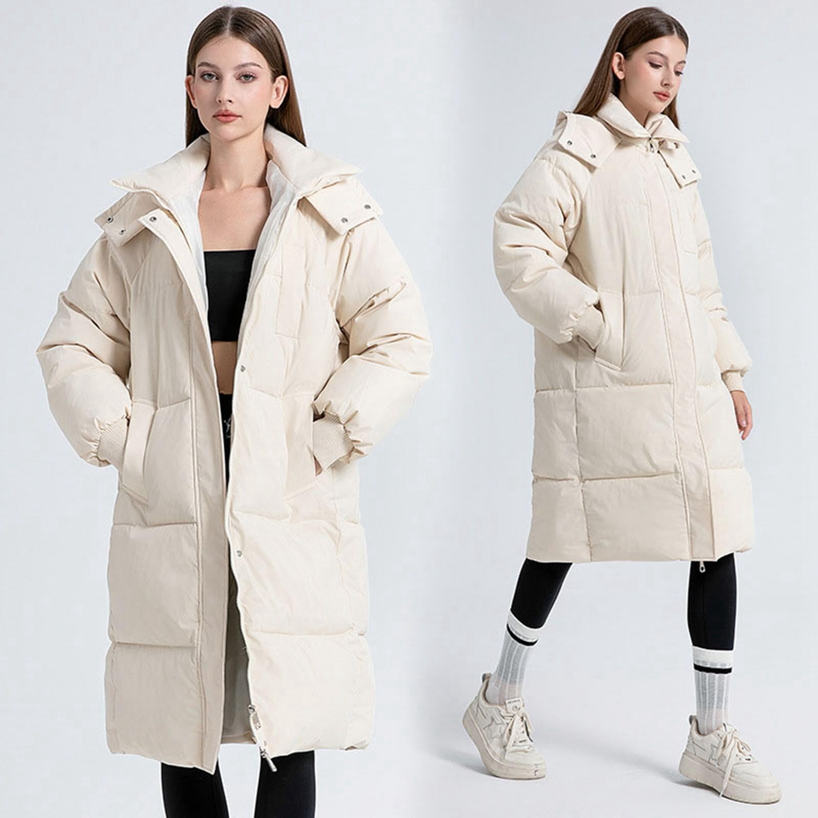 Piumino Donna Invernale Cappotto Lungo Sopra il Ginocchio Invernale da Donna, Spesso e Largo Festa