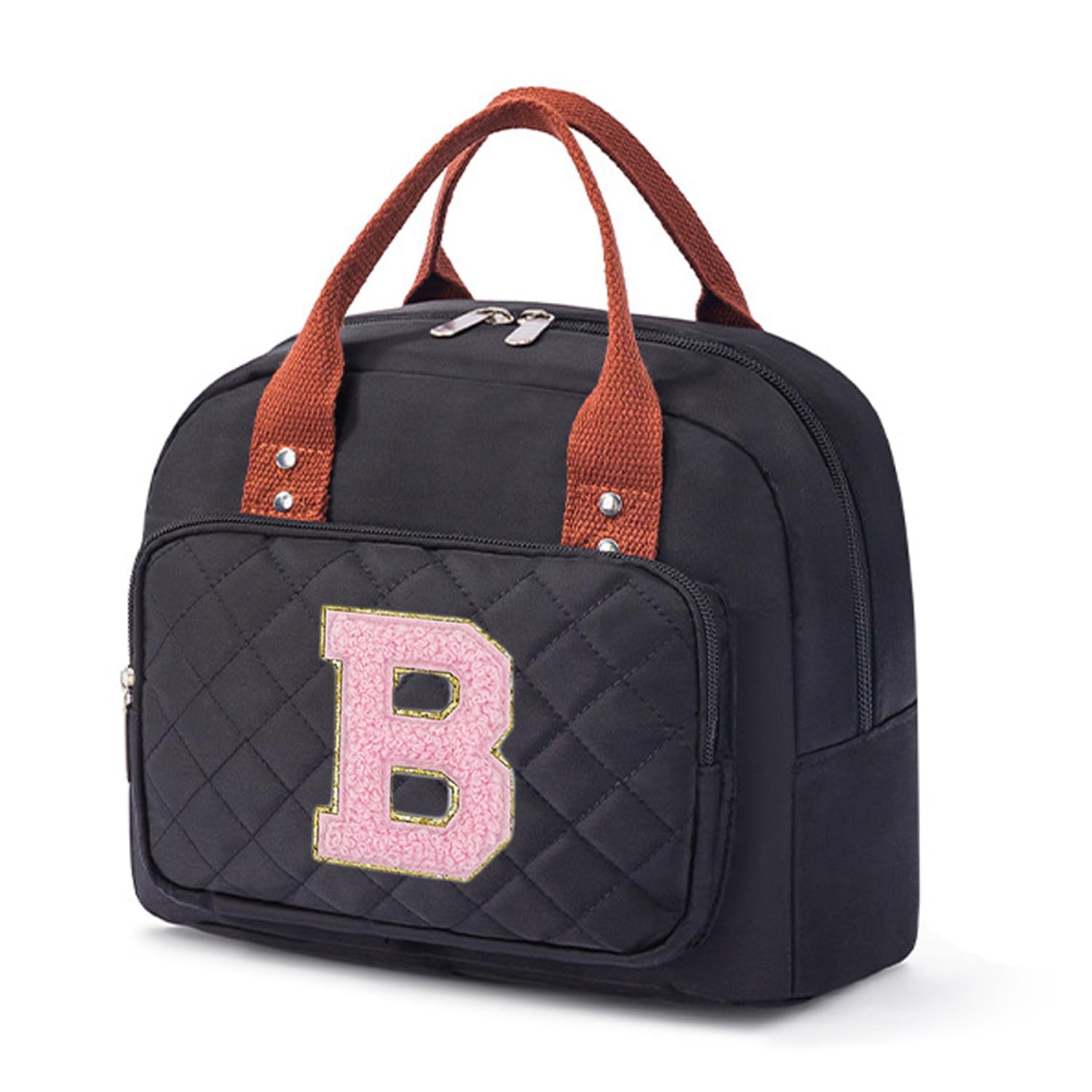 JOUWUI Personalised Insulated Lunch Bags with Initial A-Z,Crossbody Lunch Bags for Women Ladies Girls Work Adult Cool Tote Box Container (Initial B)