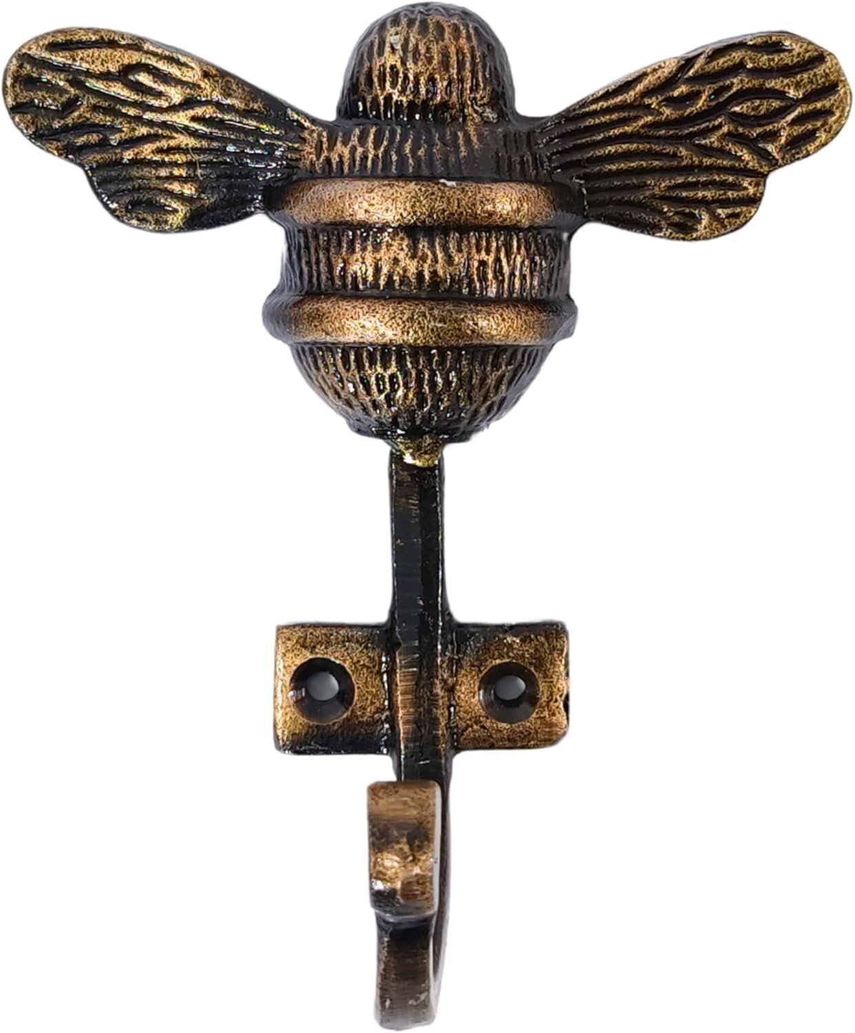 ZAHANAARA Antique Metal Bee Wall Hook – Decorative Wall Mount Hook for Hanging Keys, Towels, Bags, Coats, Hats – Heavy Duty Bee Shape Hanger for Entryway, Bedroom, Kitchen, Bathroom – Rustic Décor
