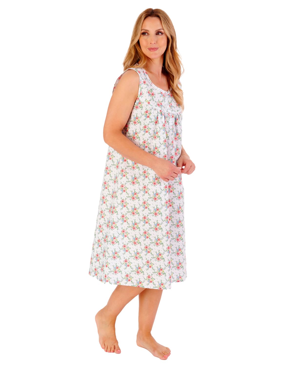Slenderella Ditsy Floral Sleeveless Nightie ND05226 White 10-12