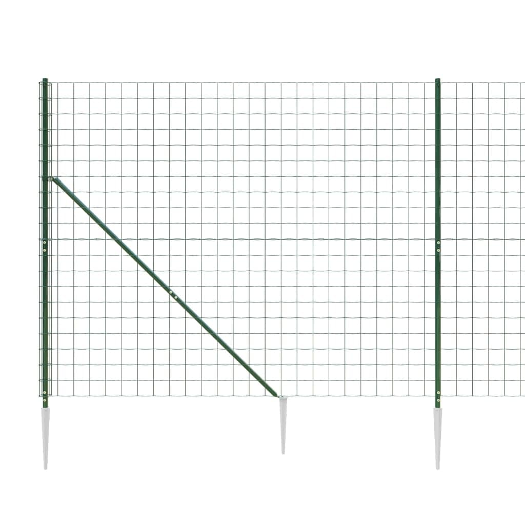 ARKEM Rete Metallica, Reti Recinzione per Pollame, Animali e Piante,Recinzione Metallica con Picchetti Ancoraggio Verde 2,2x25 m