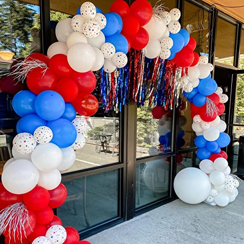 Red White And Blue Balloons Garland Arch Kit - 120Pcs 12In 10In 5In Red White Blue Star Latex Balloons For 4Th Of July Independence Day Patriotic Anniversary Baseball Birthday Party Decoration #TOP3