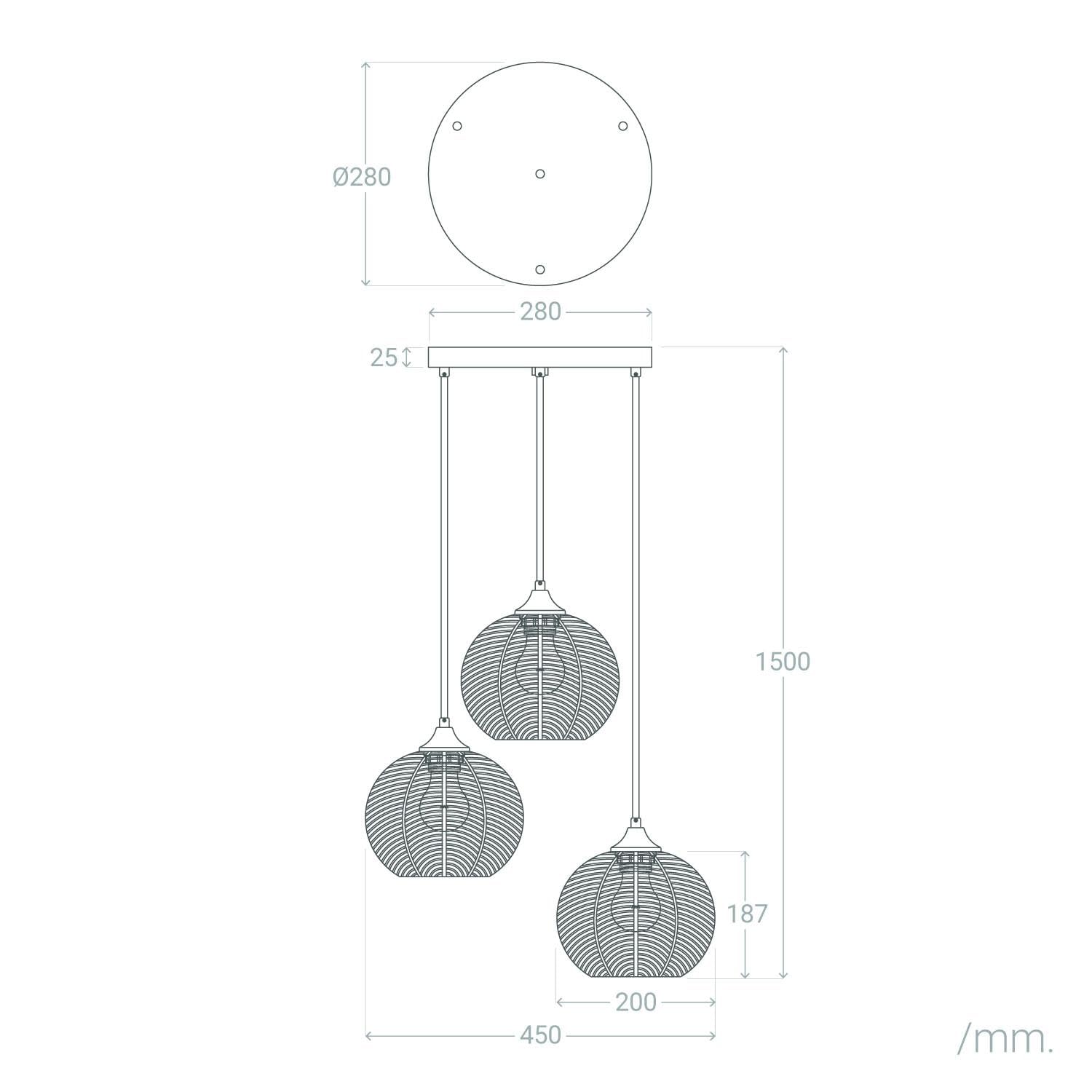 LEDKIA Lampada a Sospensione Vetro Tri Klimt Multicolore | Design Classico Anni Venti | Compatibile con Lampadine E27 | Per Soggiorno, Cucina, Camera | IP20