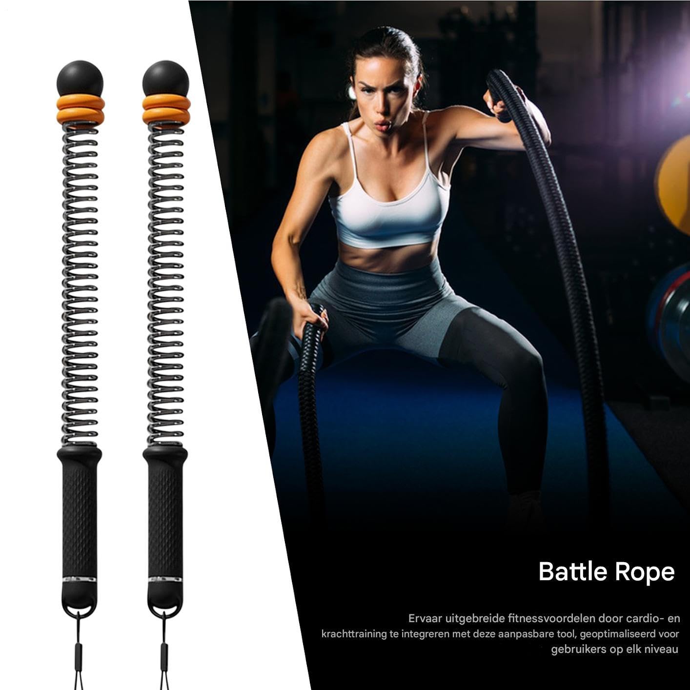 Cuerdas de batalla – Acero de 16,93 pulgadas | Cuerdas de fitness ponderadas - Entrenamiento de pecho de brazos con peso ajustable y cabeza de goma Ideal para gimnasia en casa