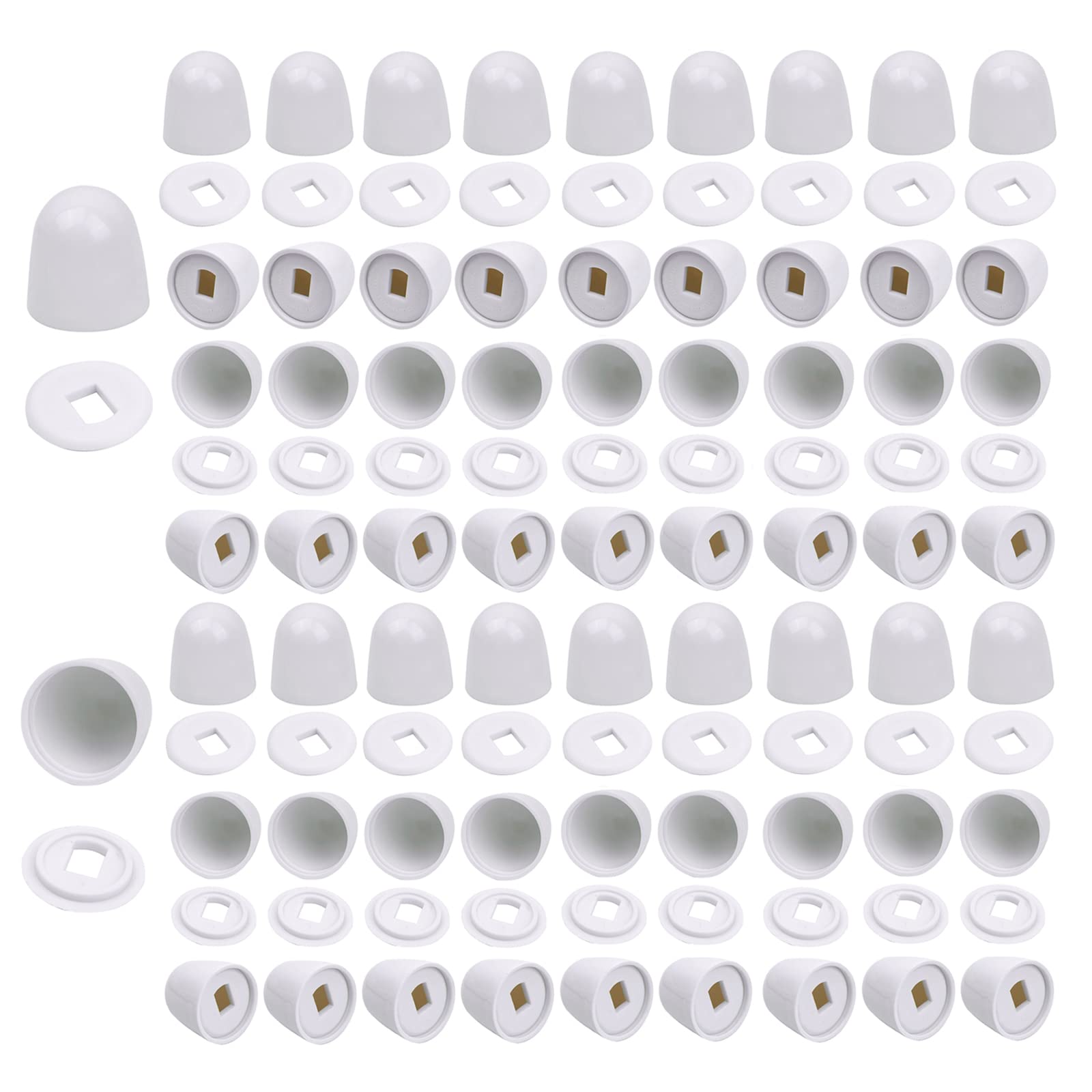 64 Pieces Universal Toilet Bolt Caps, Round Plastic Push-On Toilet Bolts Covers, Toilet Screw Covers with Washers for Easy Installation, Extra Tall Decorative Toilet Bowl Caps for Bottom of Toilet