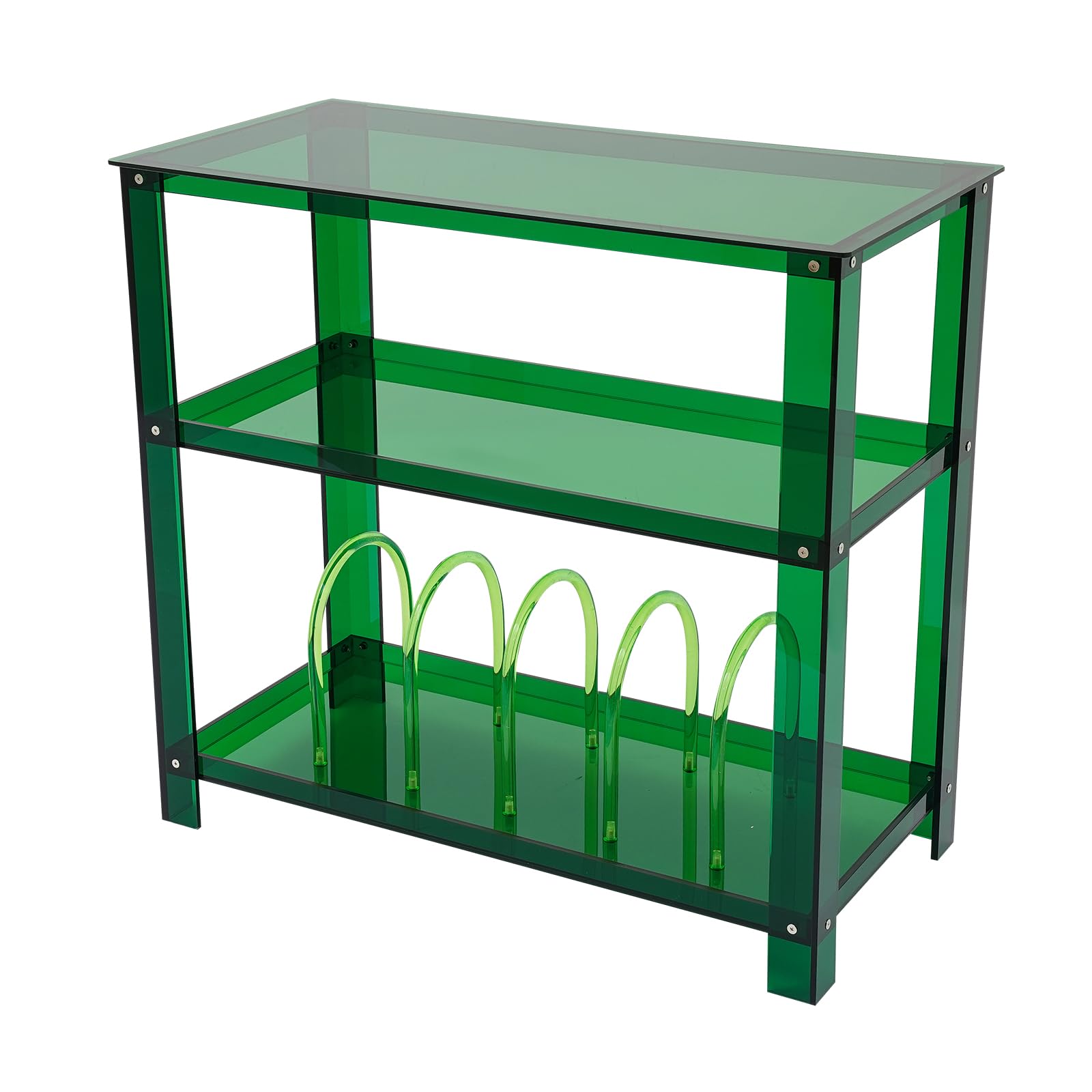 80*40*74cm Plattenspieler Regal Acryl, 3-stöckig Schallplattenständer Max. 30kg Beistelltisch für Vinyl und CDs Vinyl-Magazin-Aufbewahrungsregal mit 3 Ebenen, Plattenspieler-Schrank für Wohnzimmer
