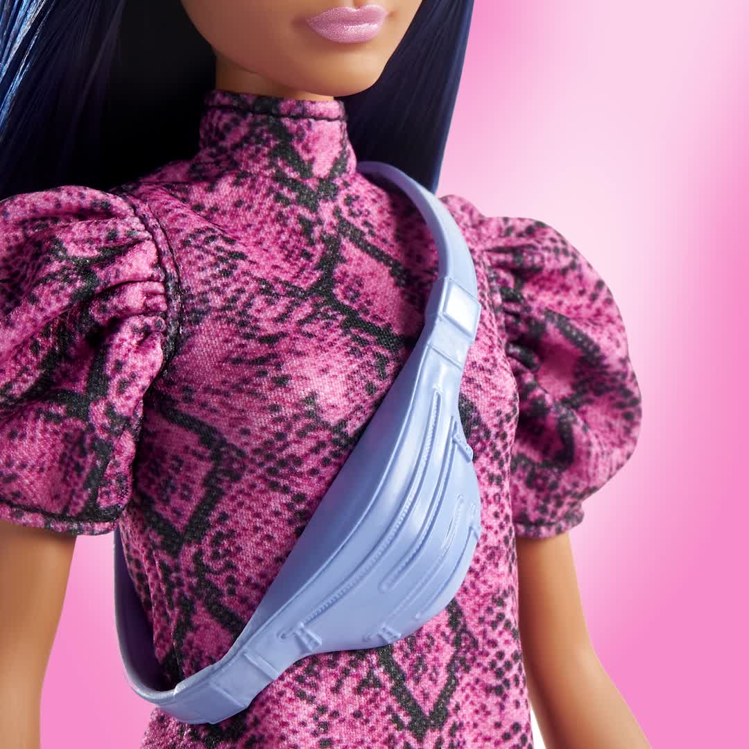 Barbie GXY99 - Fashionista Puppe im Schlangenmuster Kleid, Spielzeug für Kinder von 3 bis 8 Jahren – Bild 8
