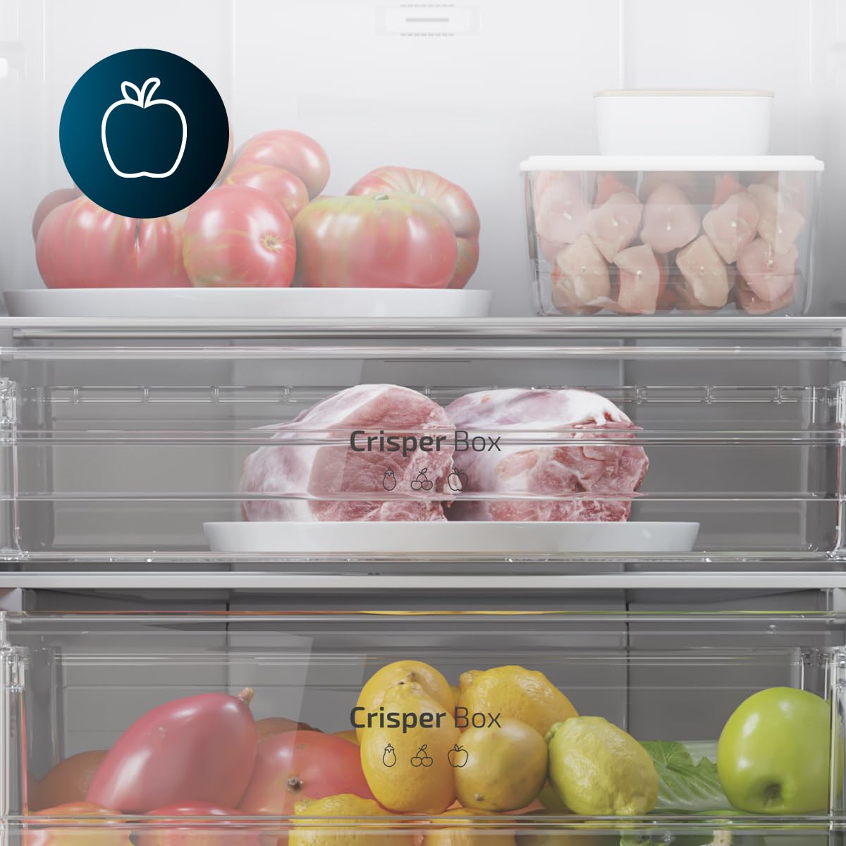 Cecotec Kombi-Kühlschrank Bolero CoolMarket Combi 250 Black Glass E. Energieklasse E Kühlschrank mit schwarzem Glas 180x55 cm, 250 l, No Frost, Multi Air Flow, Schnellkühlung.