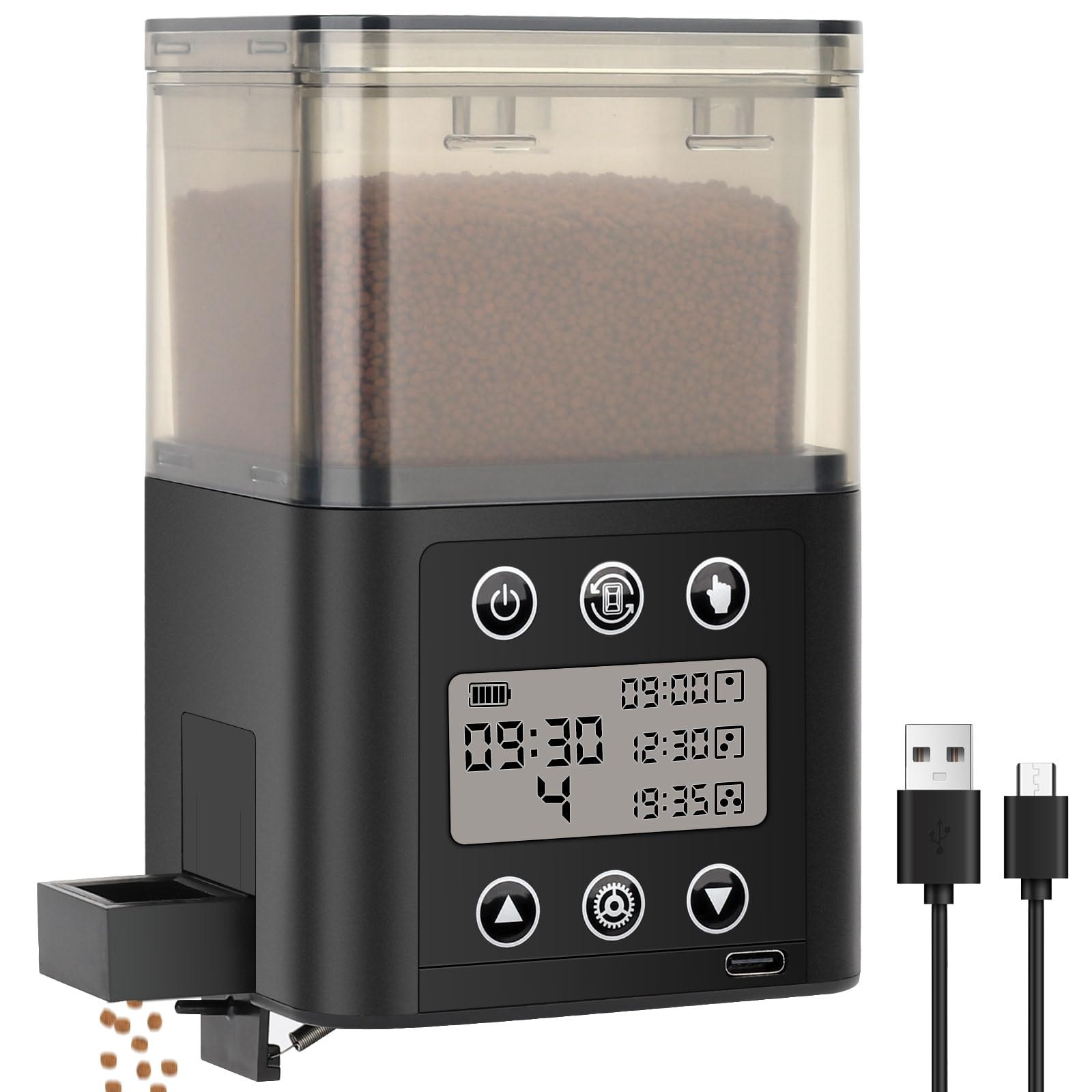 Smart Automatic Fish Feeder for Aquarium - [2025 Upgraded] 320ml Large Capacity & USB Rechargeable Fish Feeder Automatic Dispenser with LCD Display, Programmable Timer for Frequency & Portion Control