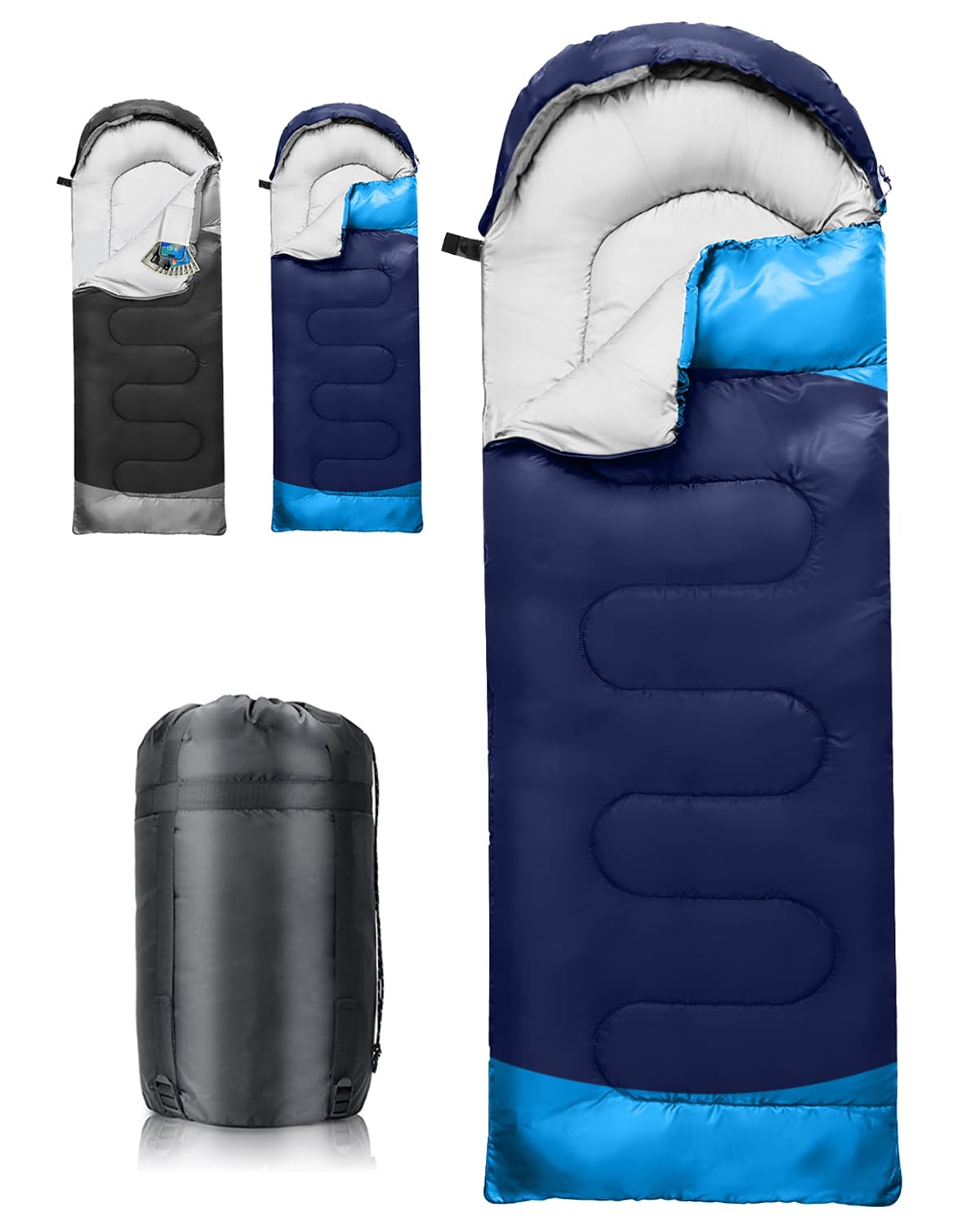 Sleeping Bags for Adults & Teens, Ultralight 3–4 Seasons Camping Sleeping Bag for Hiking Backpacking, Single Adult Compact Warm Sleeping Bag for Cold Weather
