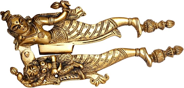 ARTVARKO Brass Vishnu Lakshmi Ethnic Laxmi Narayan Designs Nut Supari Betel Cutter/Sudi/Sarota Cracker Akhrot/Walnut Sudi & Adkitta 7 Inch, Standard, Gold, VISLAXNUTCUT320