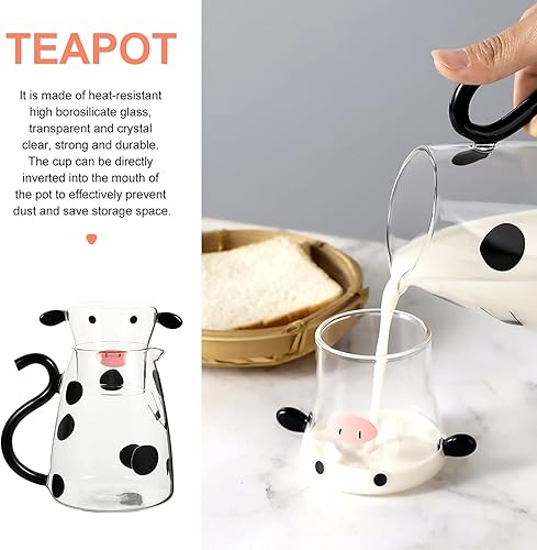 Miniatura 2 de 1 juego de jarra de agua para la noche, jarra de agua de 18.6 fl oz, bonita taza de vaca con vaso de agua y taza de bebidas para jugo, té helado,
