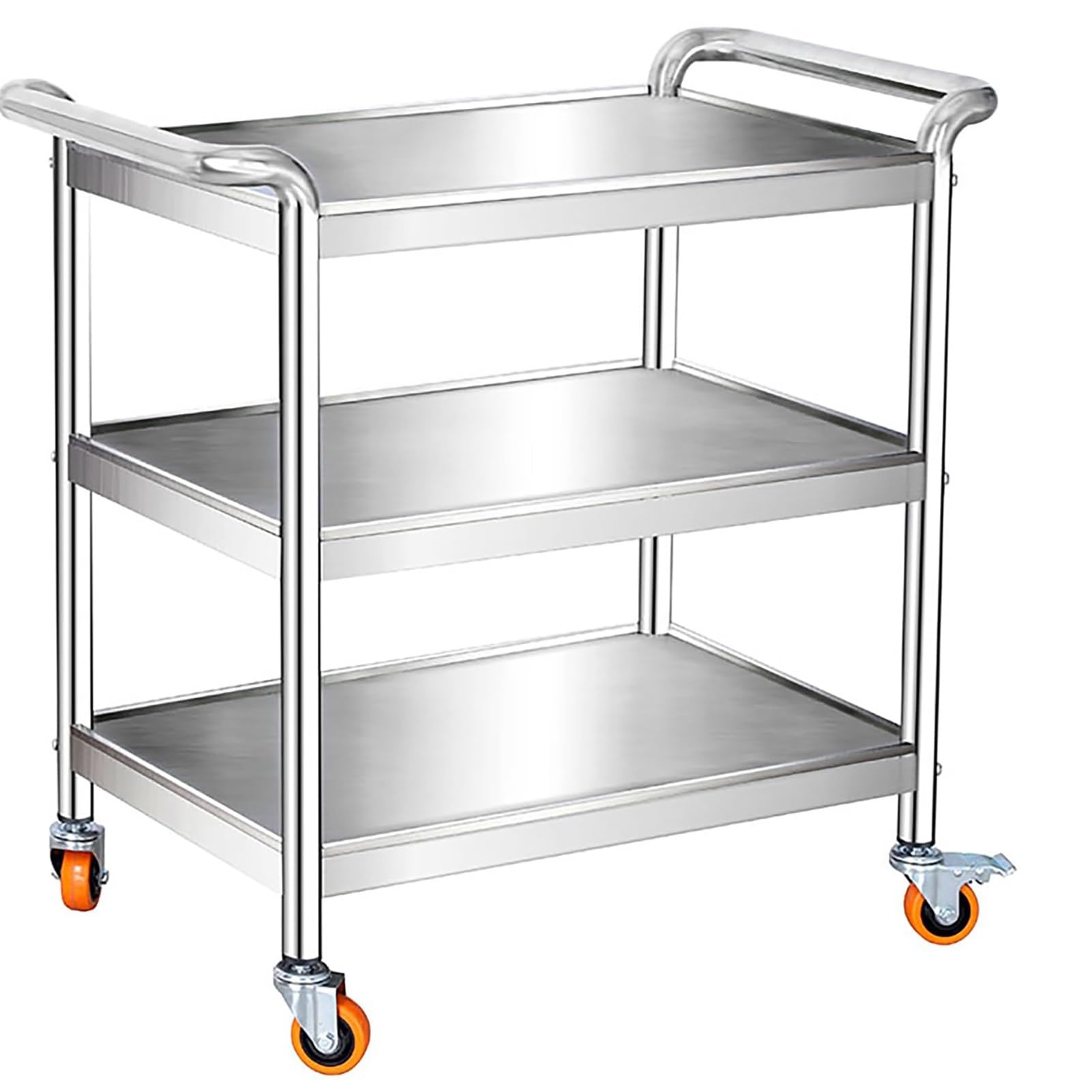 Carro utilitario de Grado Comercial de Alta Resistencia de 3 Niveles, Carro de Mesa de Trabajo de Acero Inoxidable con Ruedas, Mesa de Cocina Comercial de Metal, para Laboratorio, clínica, Cocina