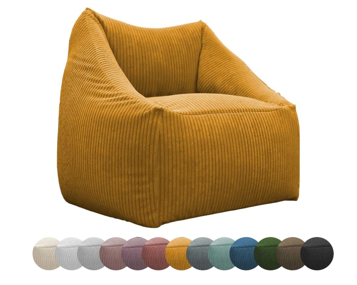 Pouf fauteuil mini chilly pilley coussin de sol avec dossier jaune miel imperméable