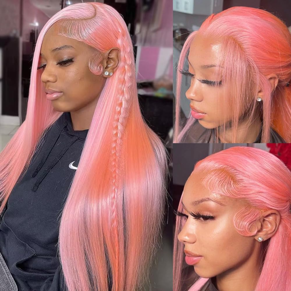 Amazon.com : ANDRIA 13x6 HD Lace Front Wigs 200% Density Pink